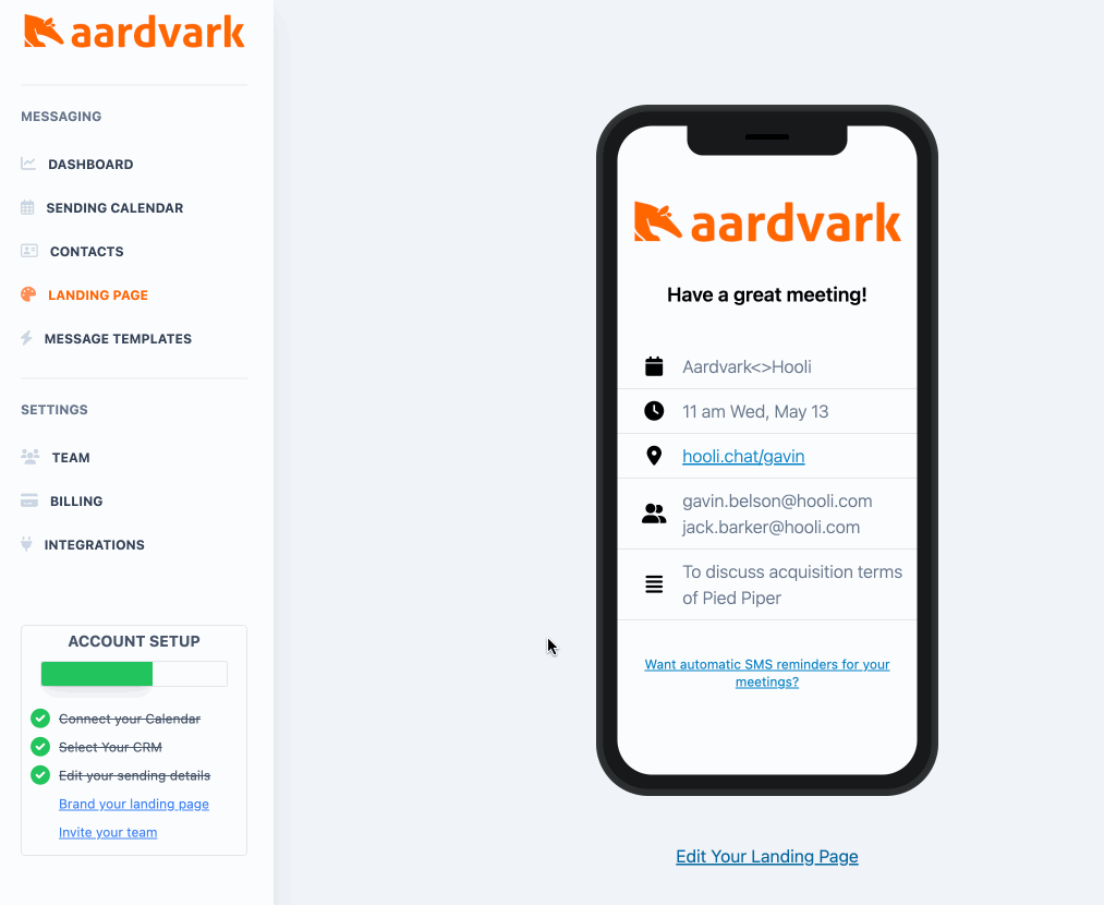 Edit landing page branding