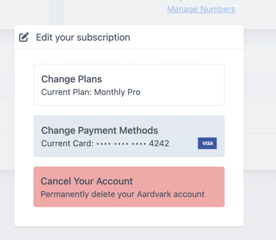 Change payment method