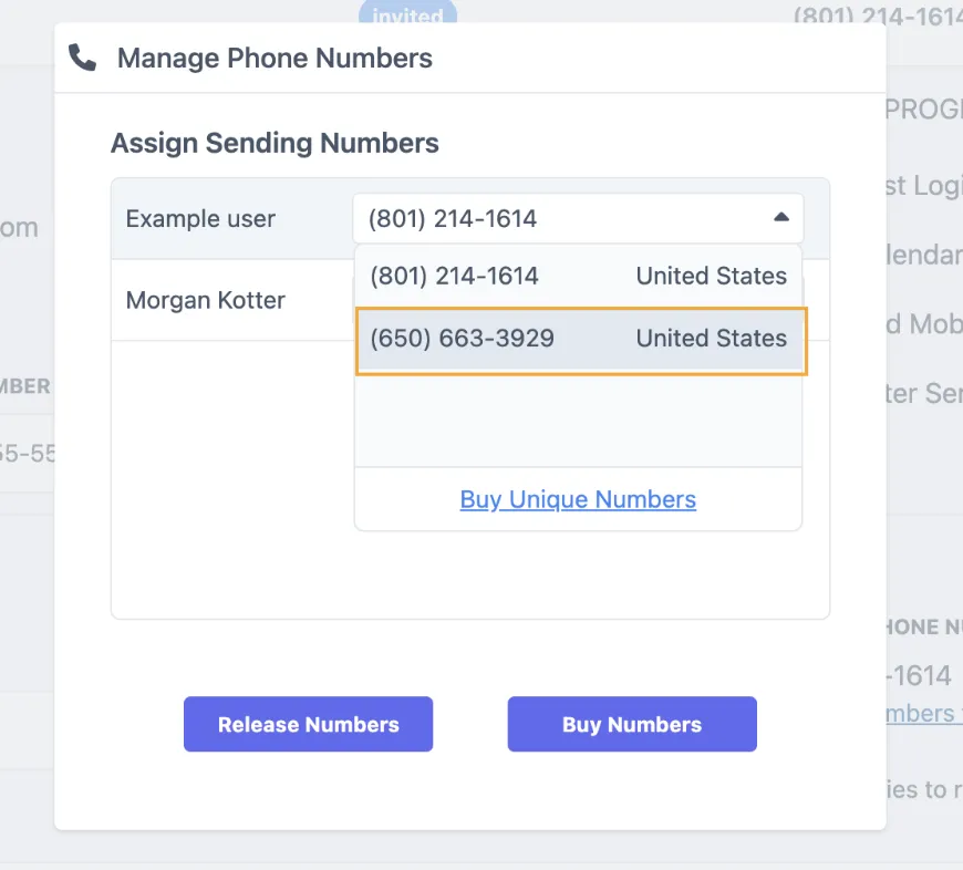 Assign number to user